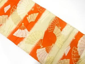 アンティーク　横段に扇散らし模様織り出し袋帯(材料)